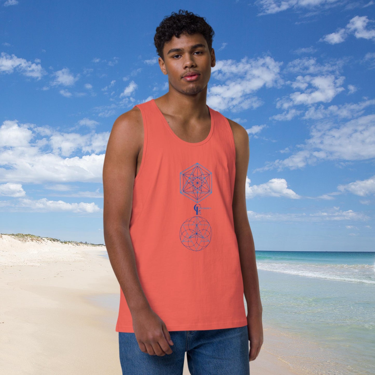 Men’s premium tank top with Sacred Geometry Patternes