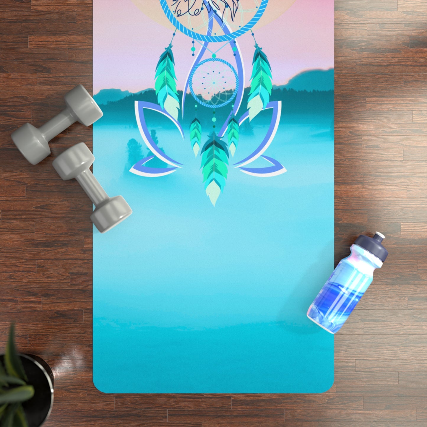 Dreamcatcher Wolf Full Moon Yoga Mat