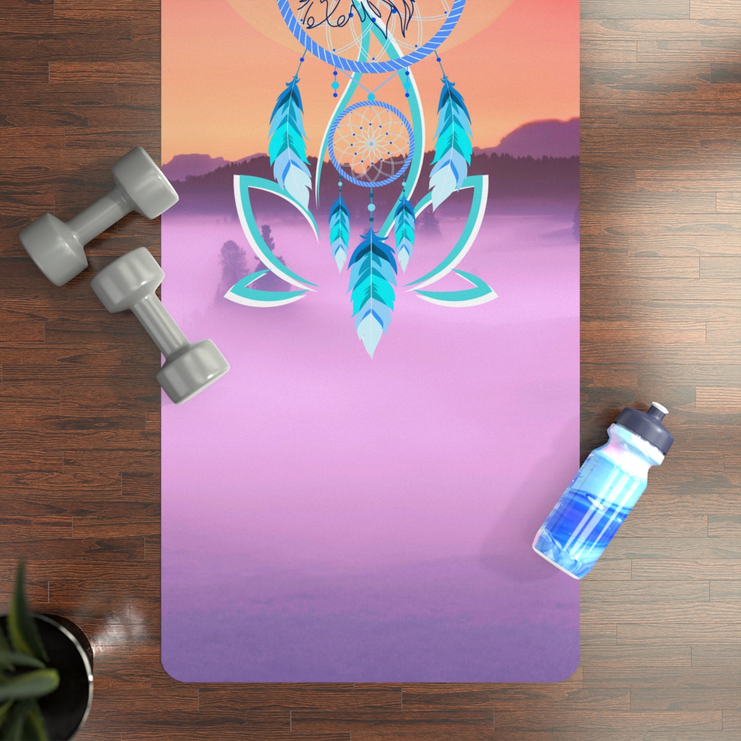 Dreamcatcher Wolf Full Moon Yoga Mat