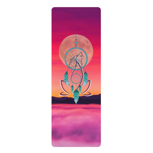 Dreamcatcher Wolf Full Moon Yoga Mat