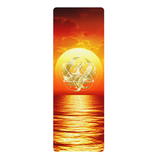 Rubber Yoga Mat With Phoenix Rising Design and Sunset