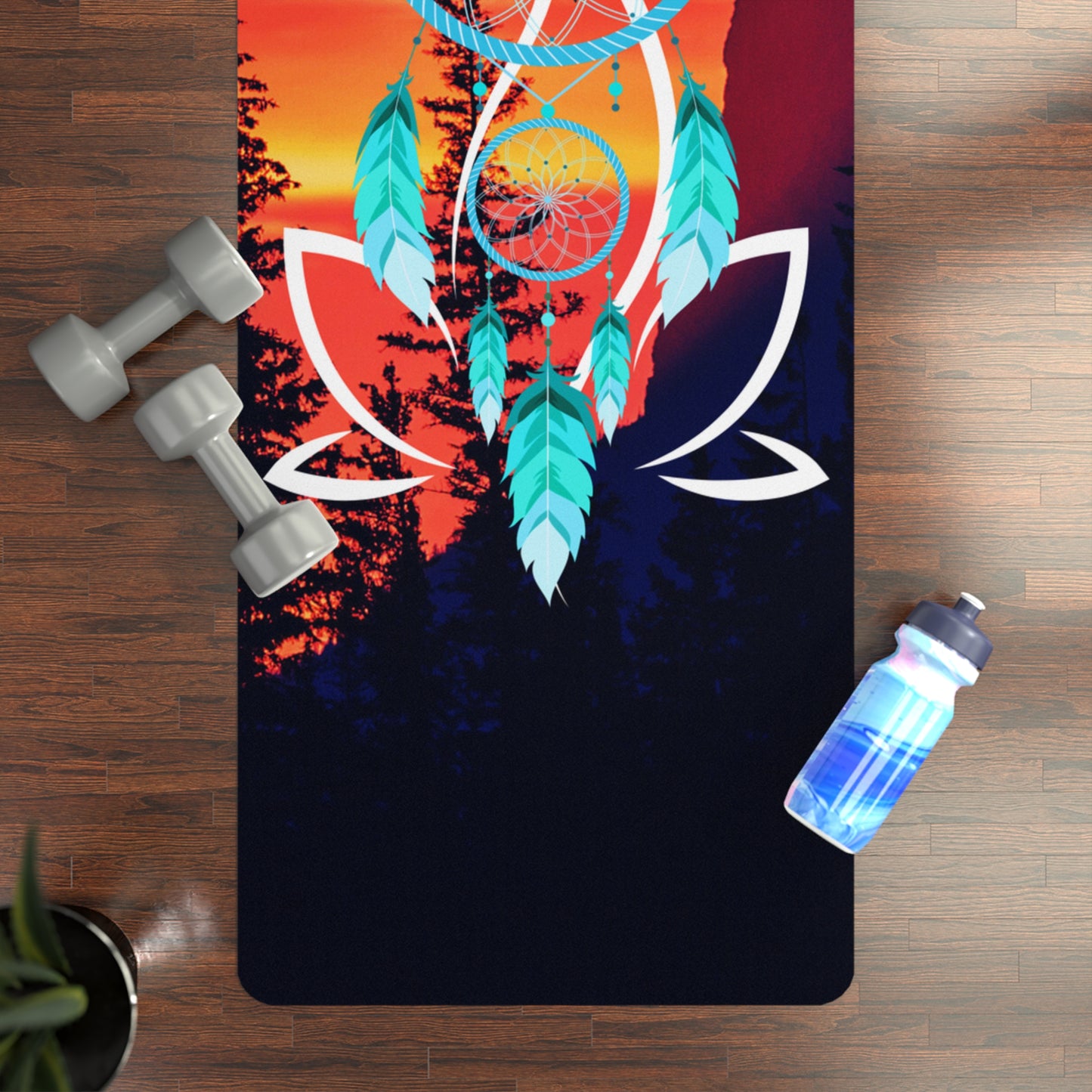 Dreamcatcher Wolf Full Moon Yoga Mat