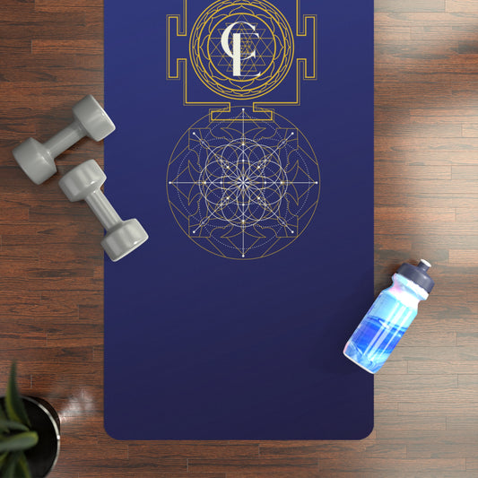 Rubber Yoga Mat with Sacred Geometry and Sri Yantra Symbol