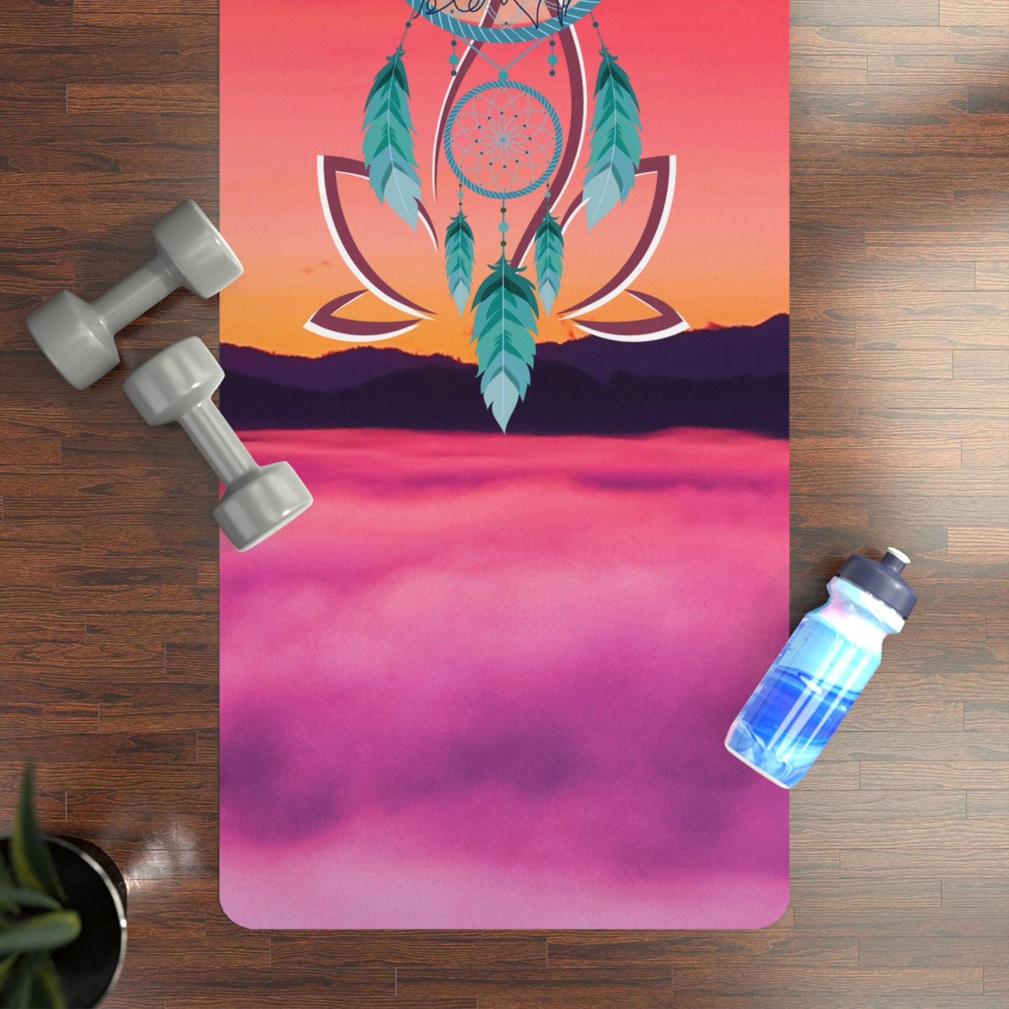 Dreamcatcher Wolf Full Moon Yoga Mat