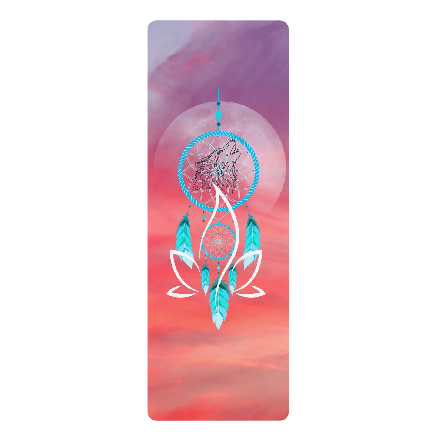 Dreamcatcher Wolf and Full Moon Yoga Mat