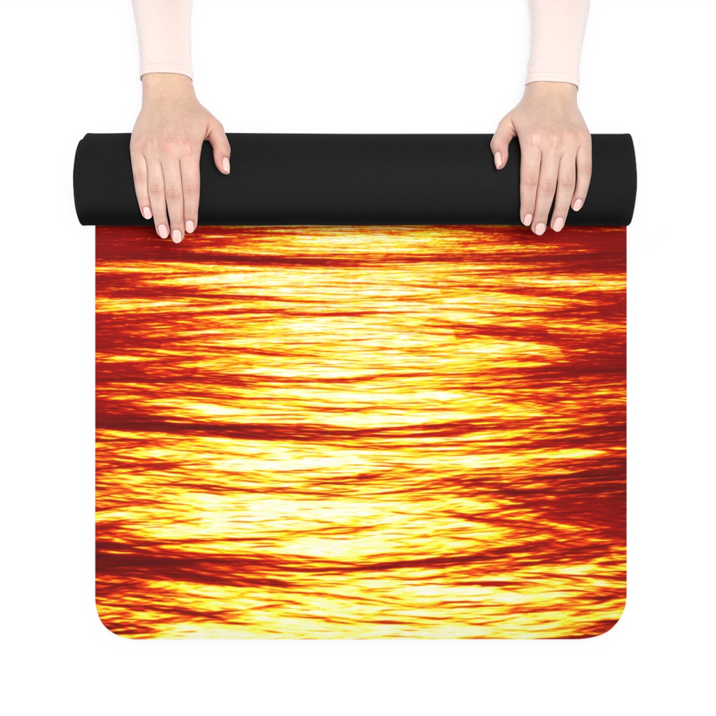 Rubber Yoga Mat With Phoenix Rising Design and Sunset