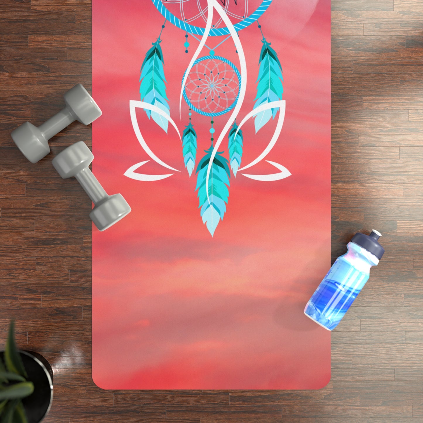 Dreamcatcher Wolf and Full Moon Yoga Mat