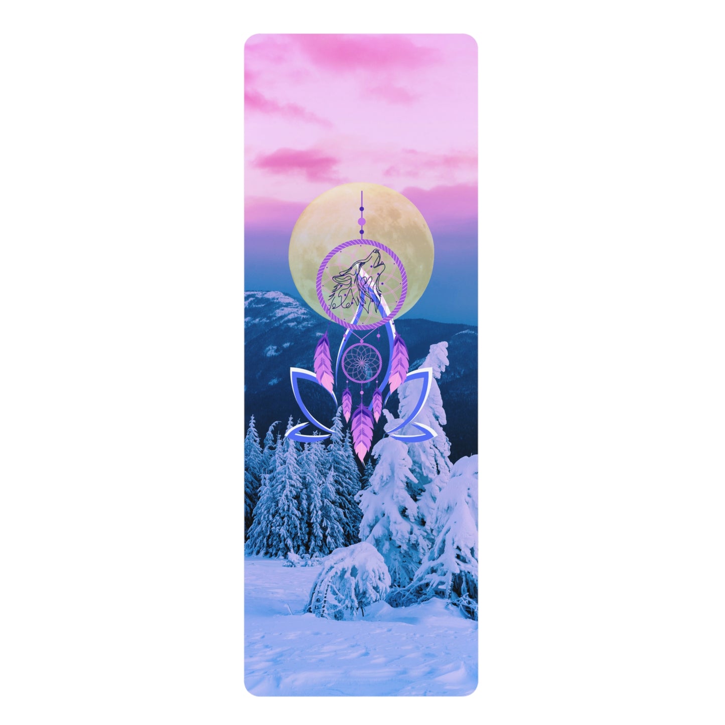 Dreamcatcher Wolf and Full Moon Yoga Mat