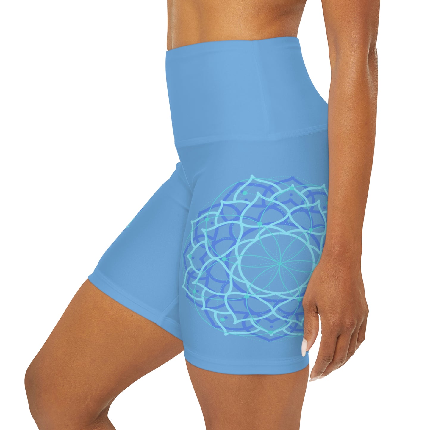 High Waisted Yoga Shorts with Sacred Geometry Design