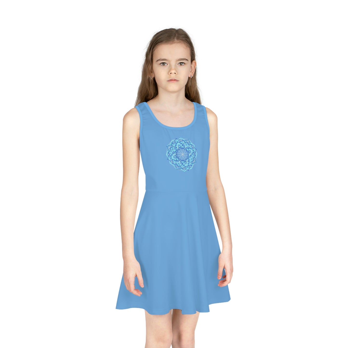 Girls blue Sundress with Sacred Geometry Design