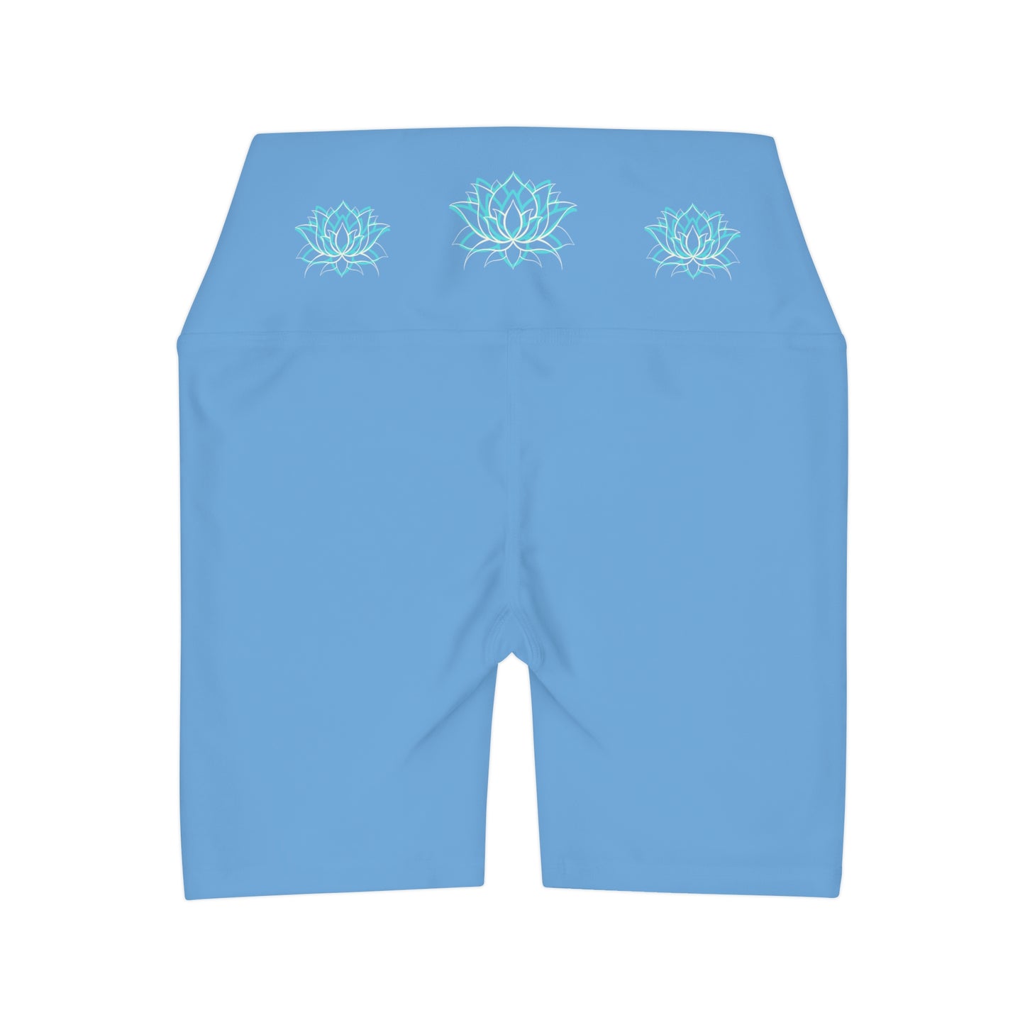 High Waisted Yoga Shorts with Lotus Flowers