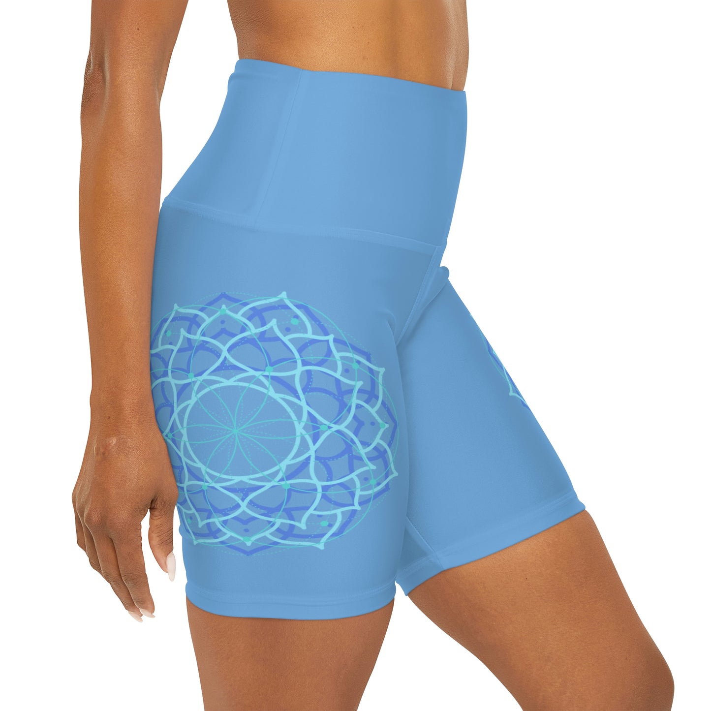 High Waisted Yoga Shorts with Sacred Geometry Design