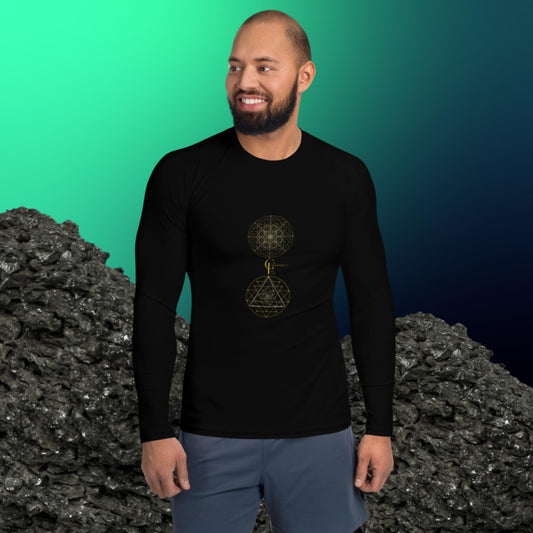 Men's Rash Guard with Sacred Geometry Patterns and Conscious Quote