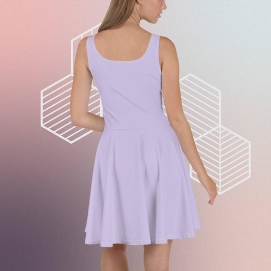 Lilac Skater Dress with Lotus Flower and Consciousness Era logo