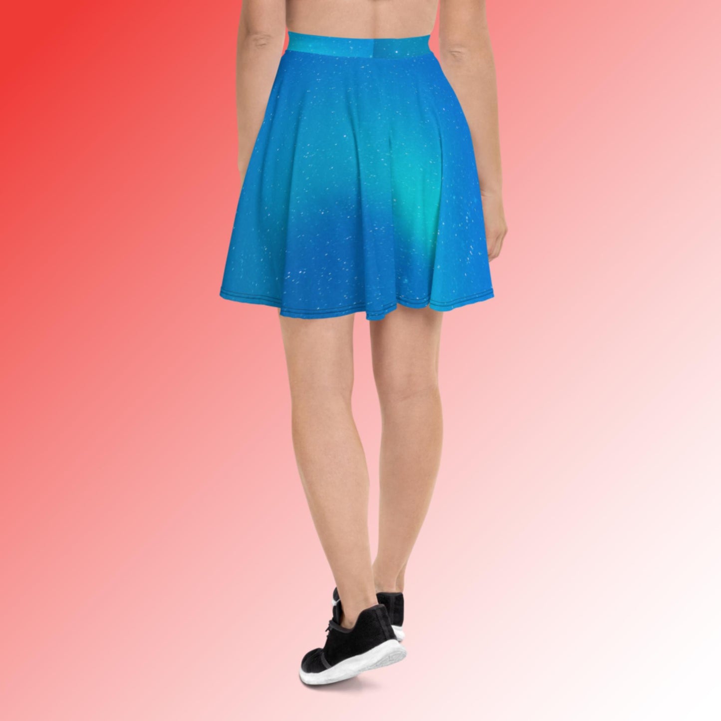 Skater Skirt with Northern Lights Background and Golden Flower of Life