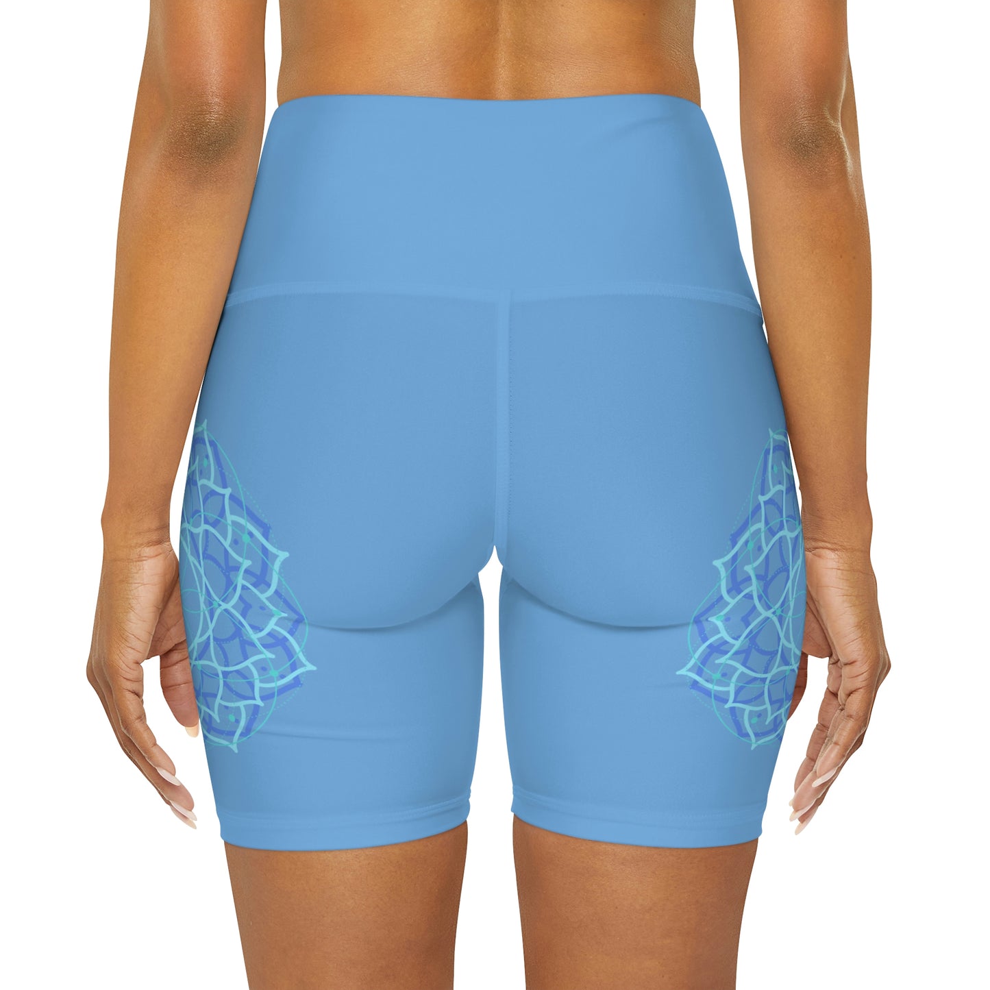 High Waisted Yoga Shorts with Sacred Geometry Design