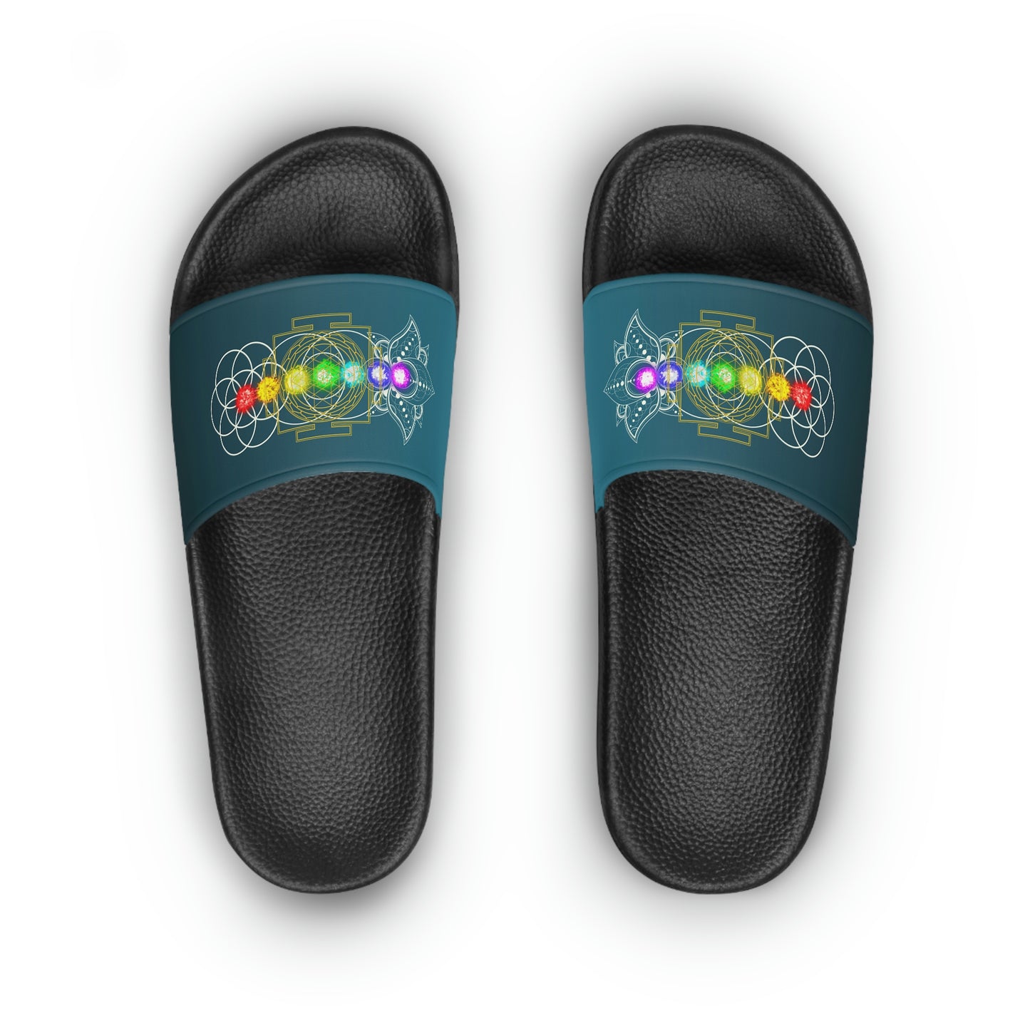 Women's Slide Sandals with Chakras and Sacred Geometry Designs