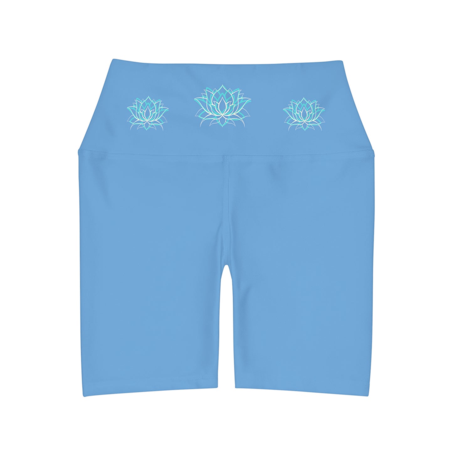 High Waisted Yoga Shorts with Lotus Flowers