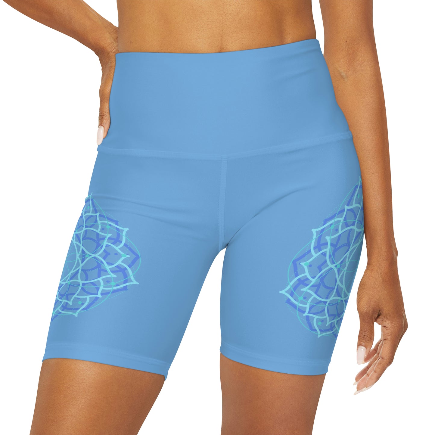 High Waisted Yoga Shorts with Sacred Geometry Design