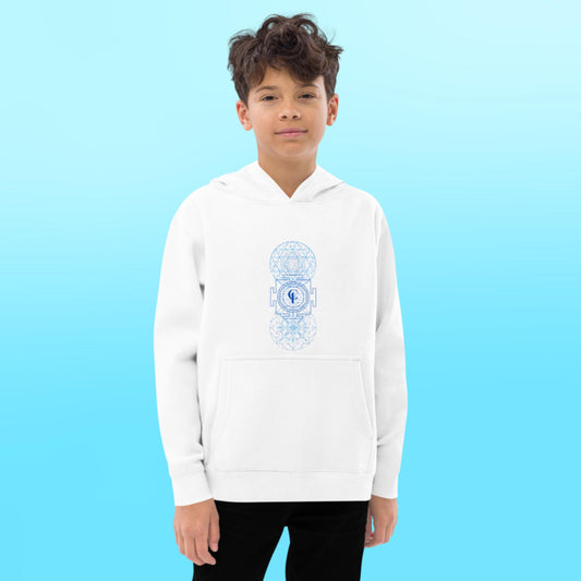 Kids fleece hoodie with Sacred Geometry and Sri Yantra Symbol for Boy's and Girl's