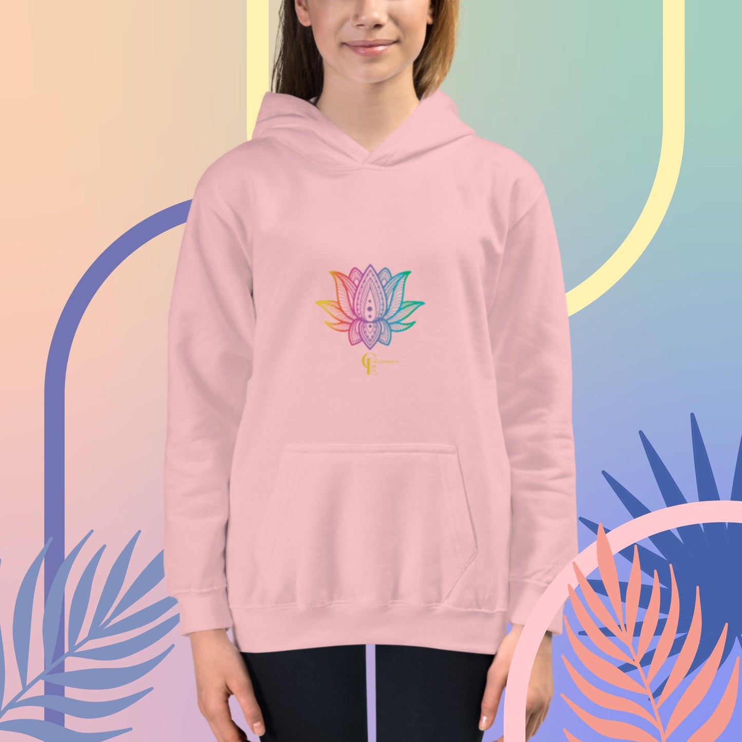 Hoodie for Girls with Rainbow Lotus Flower