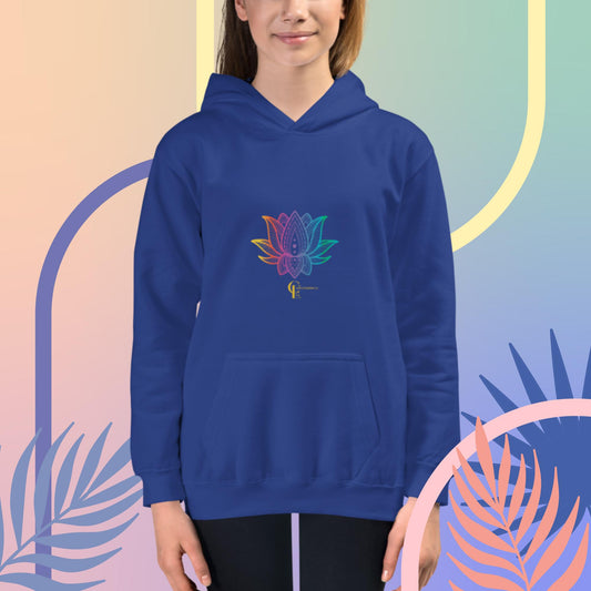 Hoodie for Girls with Rainbow Lotus Flower