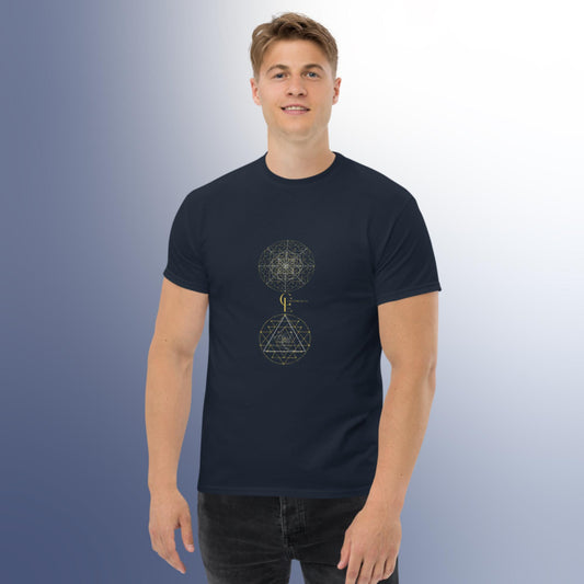 Men's classic t-shirt with Sacred Geometry and Consciousness Era Logo