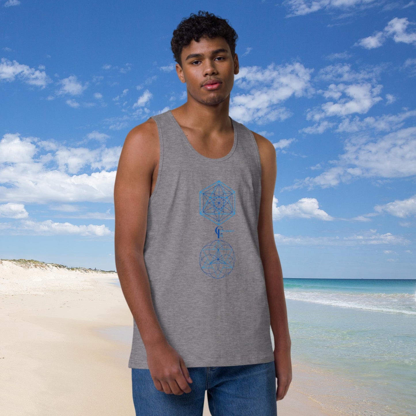 Men’s premium tank top with Sacred Geometry Patternes