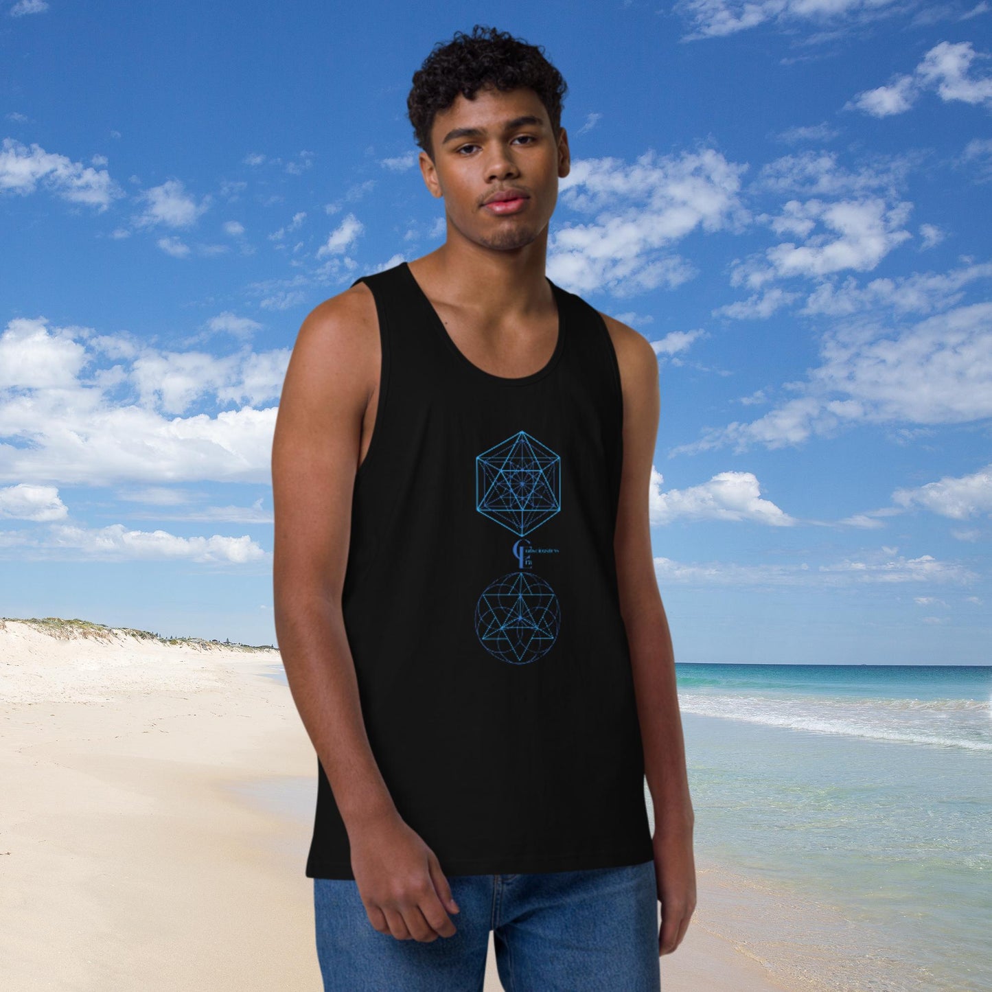 Men’s premium tank top with Sacred Geometry Patternes