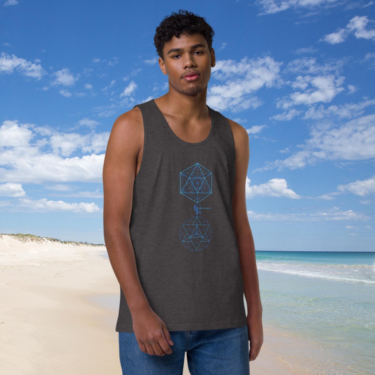 Men’s premium tank top with Sacred Geometry Patternes