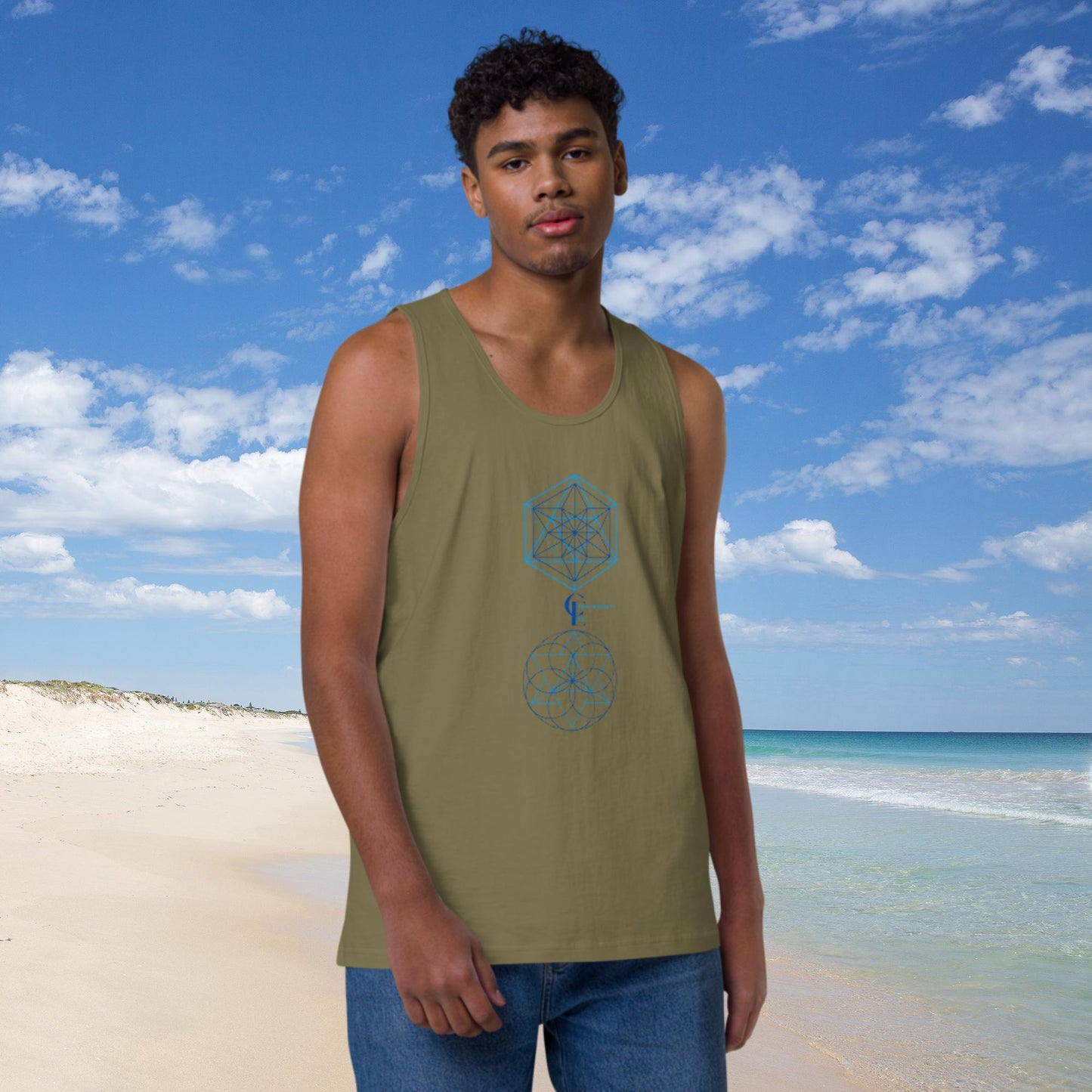 Men’s premium tank top with Sacred Geometry Patternes