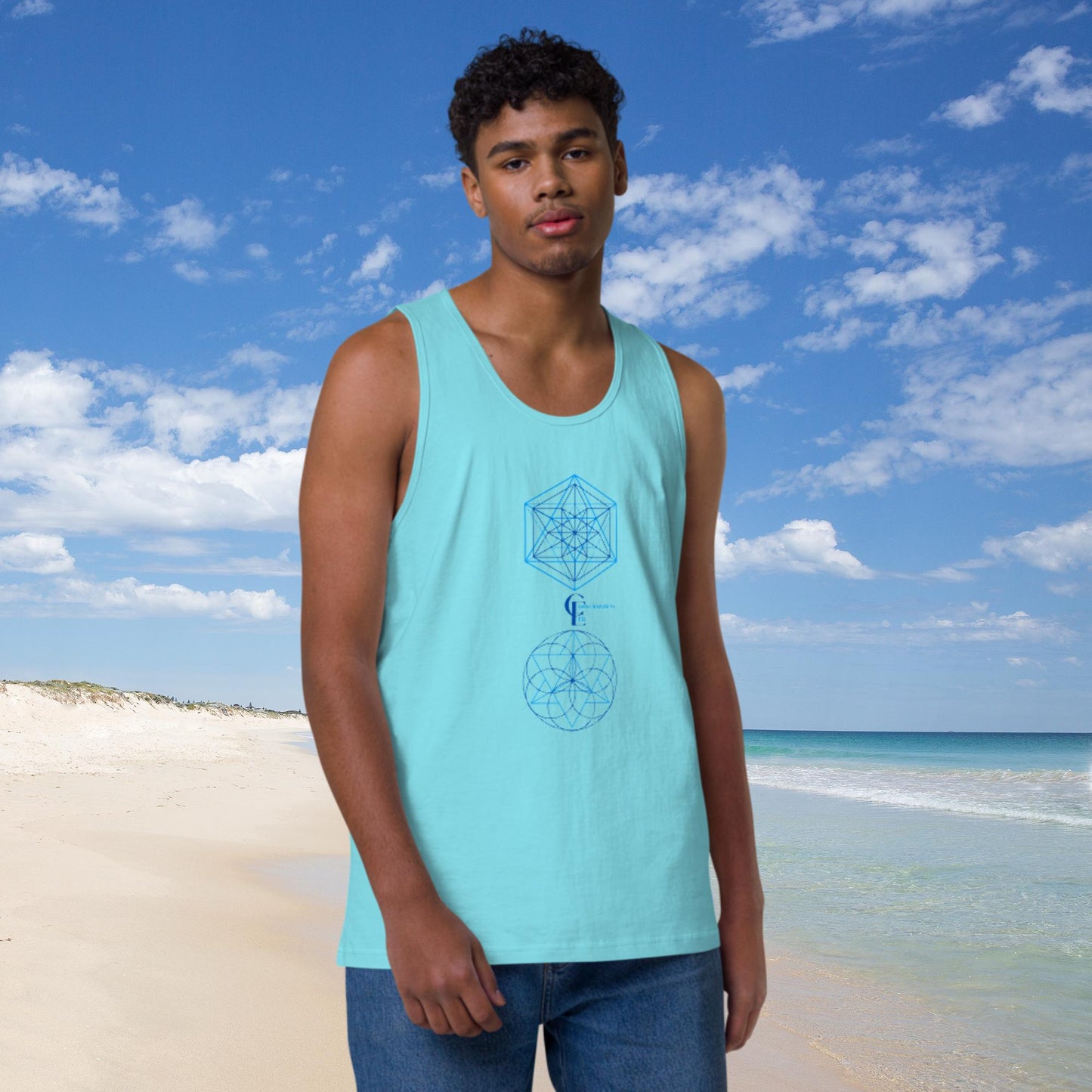 Men’s premium tank top with Sacred Geometry Patternes