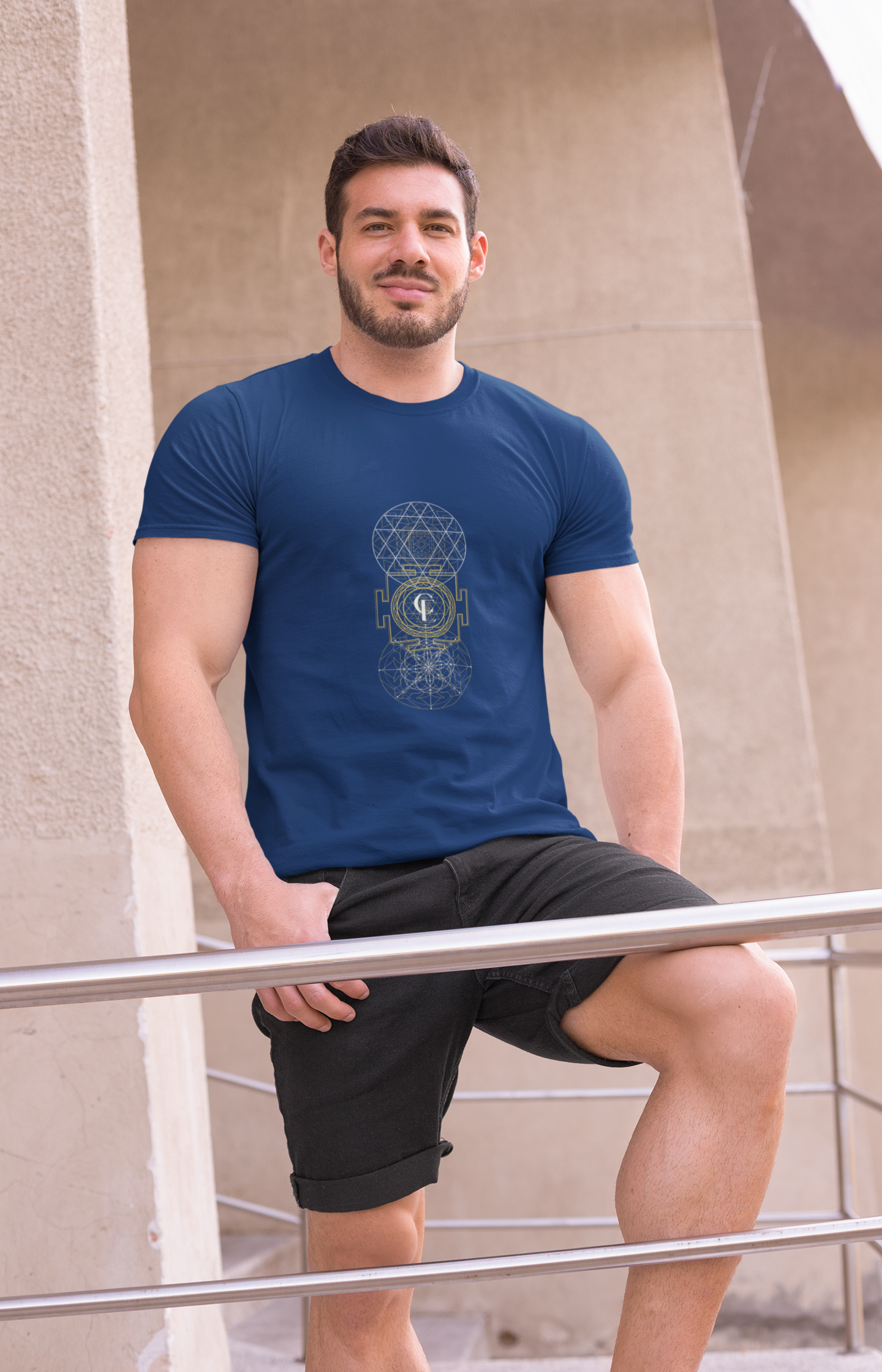 Unisex organic cotton t-shirt with Sacred Geometry and Sri Yantra Symbols