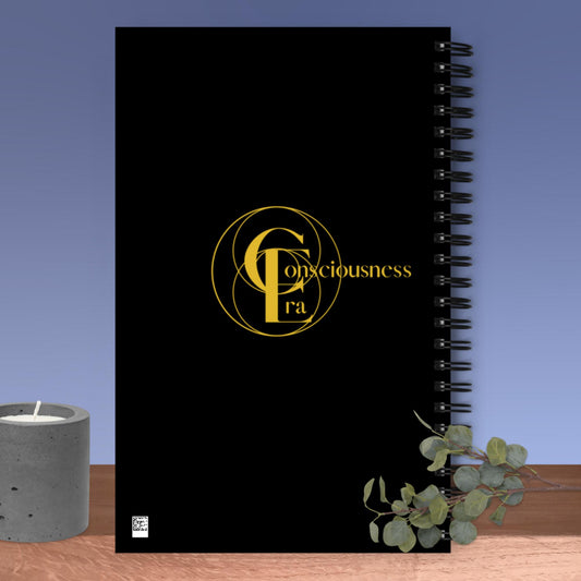 Spiral notebook with Consciousness Era design