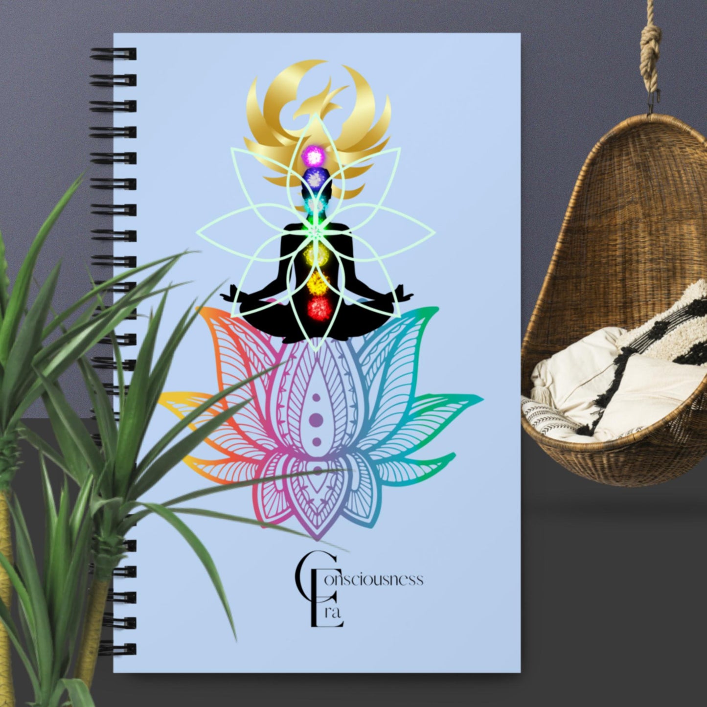 Spiral notebook with Consciousness Era Meditative design