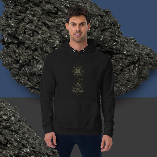 Hoodie Sweater for Men with Sacred Geometry Pattern and Consciousness Era Logo