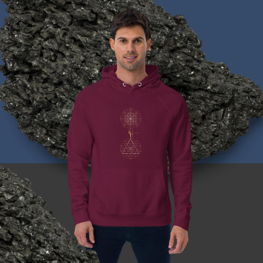 Hoodie Sweater for Men with Sacred Geometry Pattern and Consciousness Era Logo