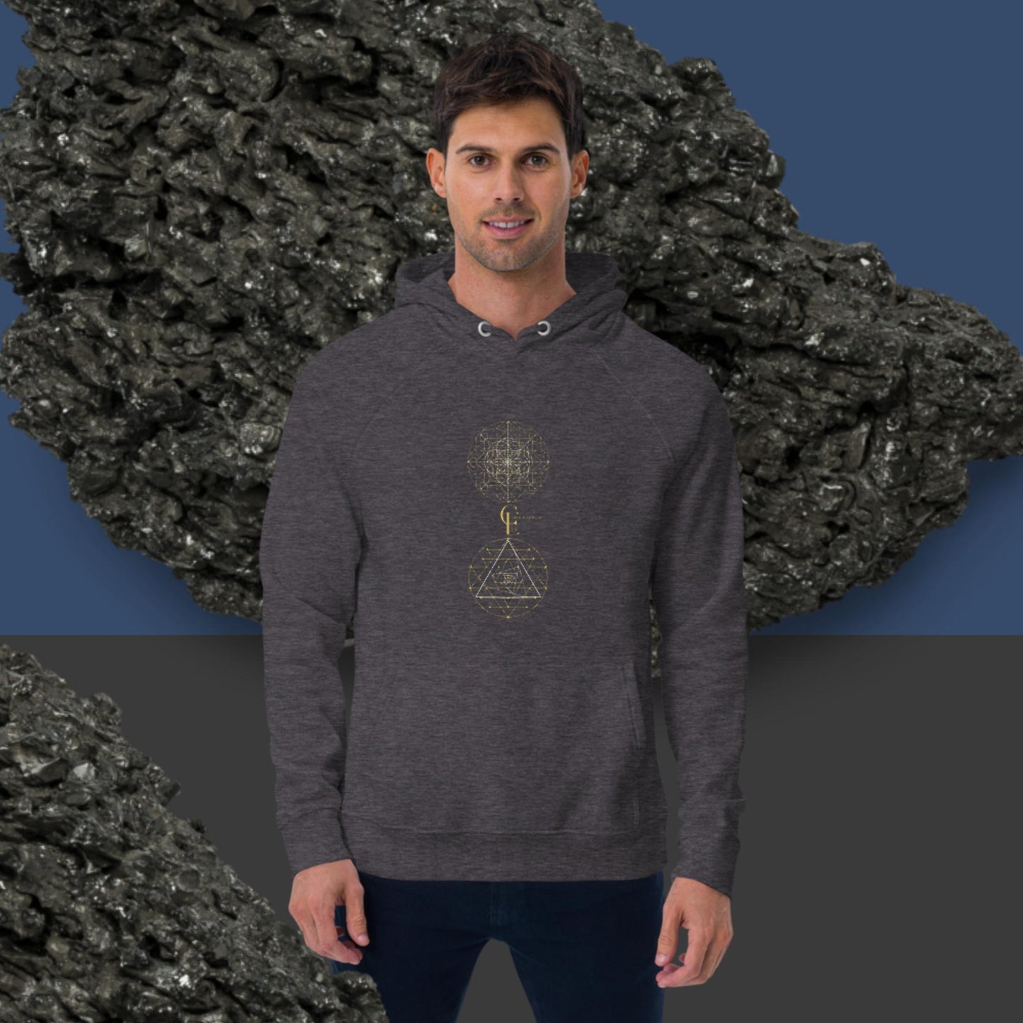 Hoodie Sweater for Men with Sacred Geometry Pattern and Consciousness Era Logo