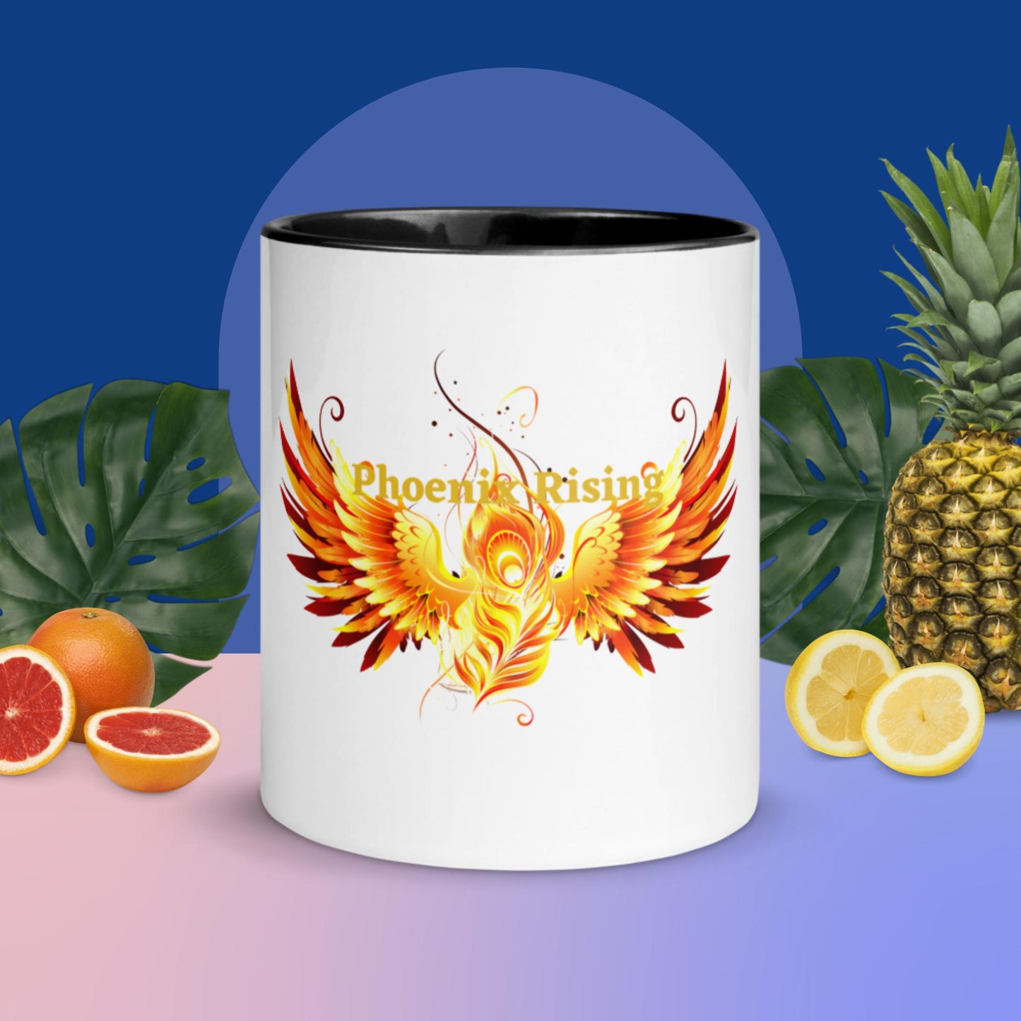Mug with Color Inside and Phoenix Rising print