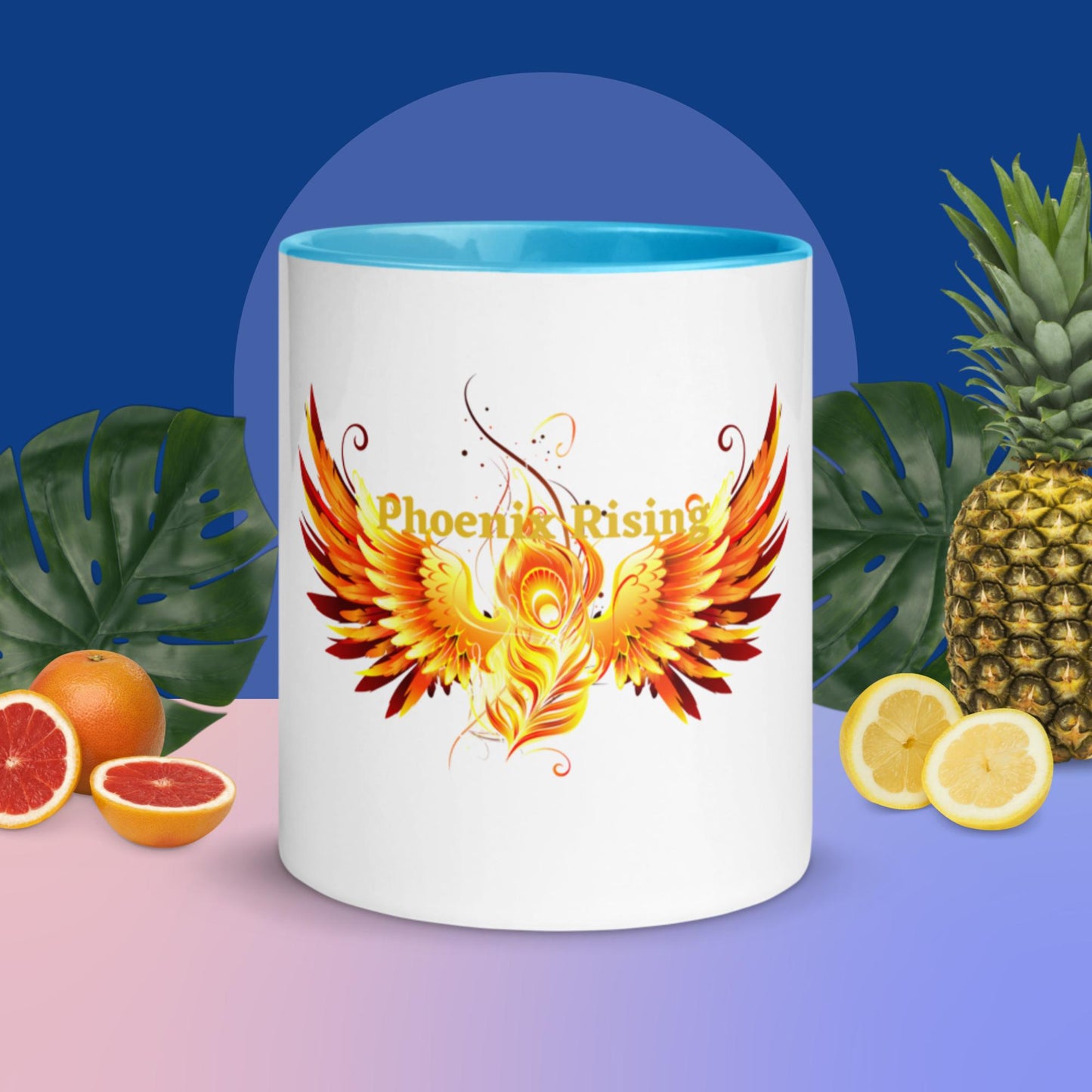 Mug with Color Inside and Phoenix Rising print
