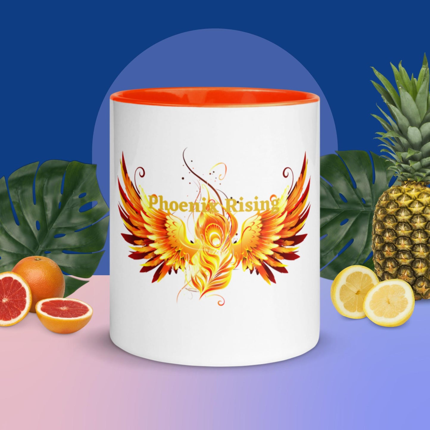 Mug with Color Inside and Phoenix Rising print