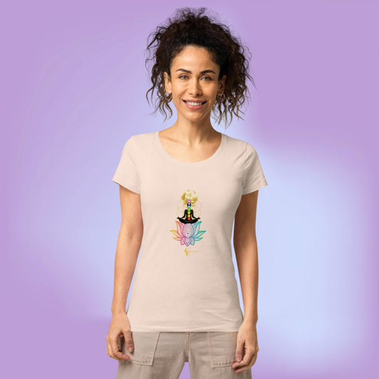 Women’s basic organic t-shirt with Consciousness Era design