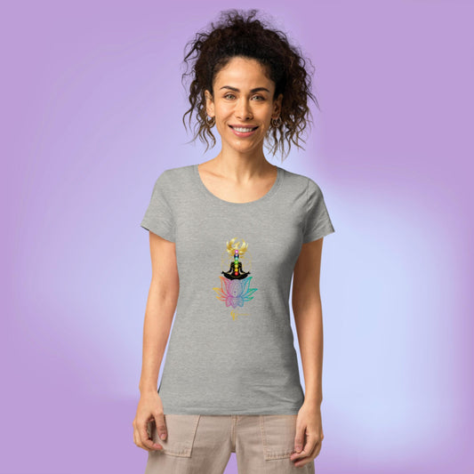 Women’s basic organic t-shirt with Consciousness Era design