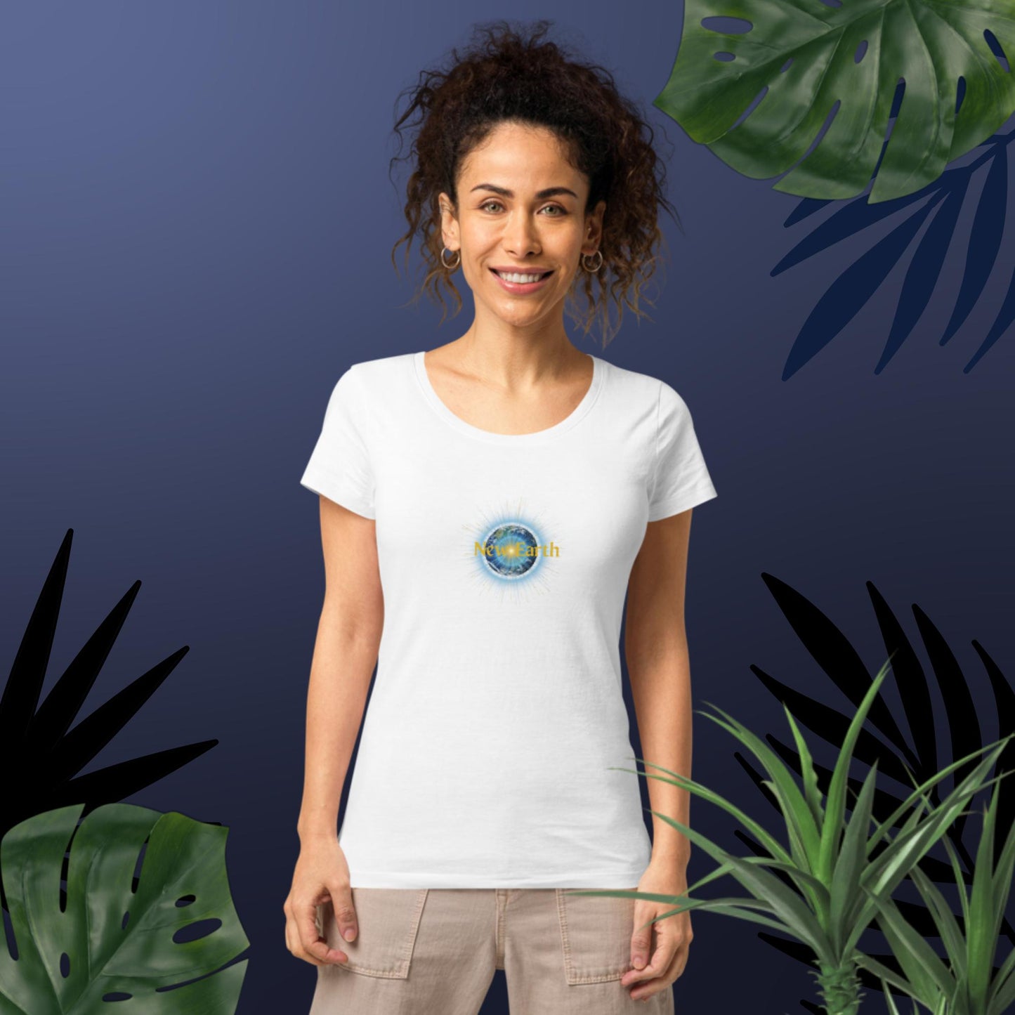 Women’s basic organic t-shirt with New Earth design