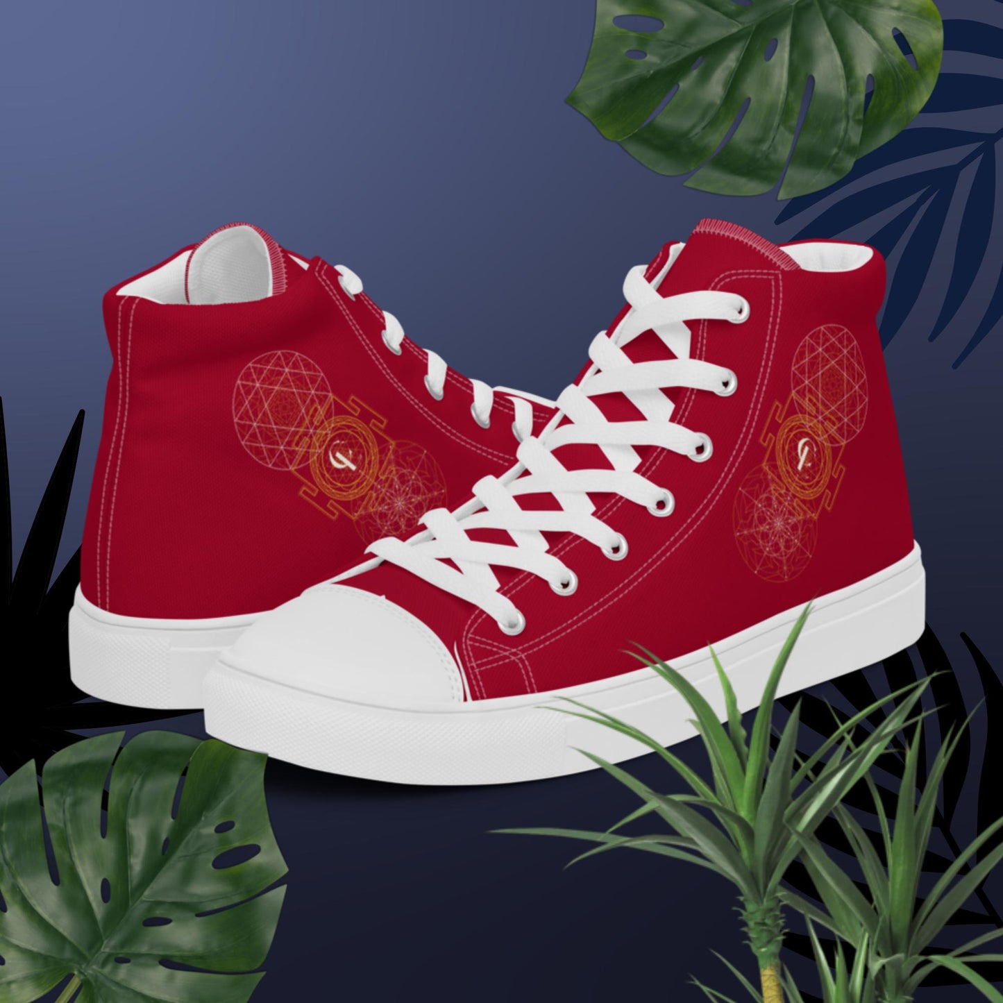 Women’s high top canvas shoes with Sacred Geometry Design