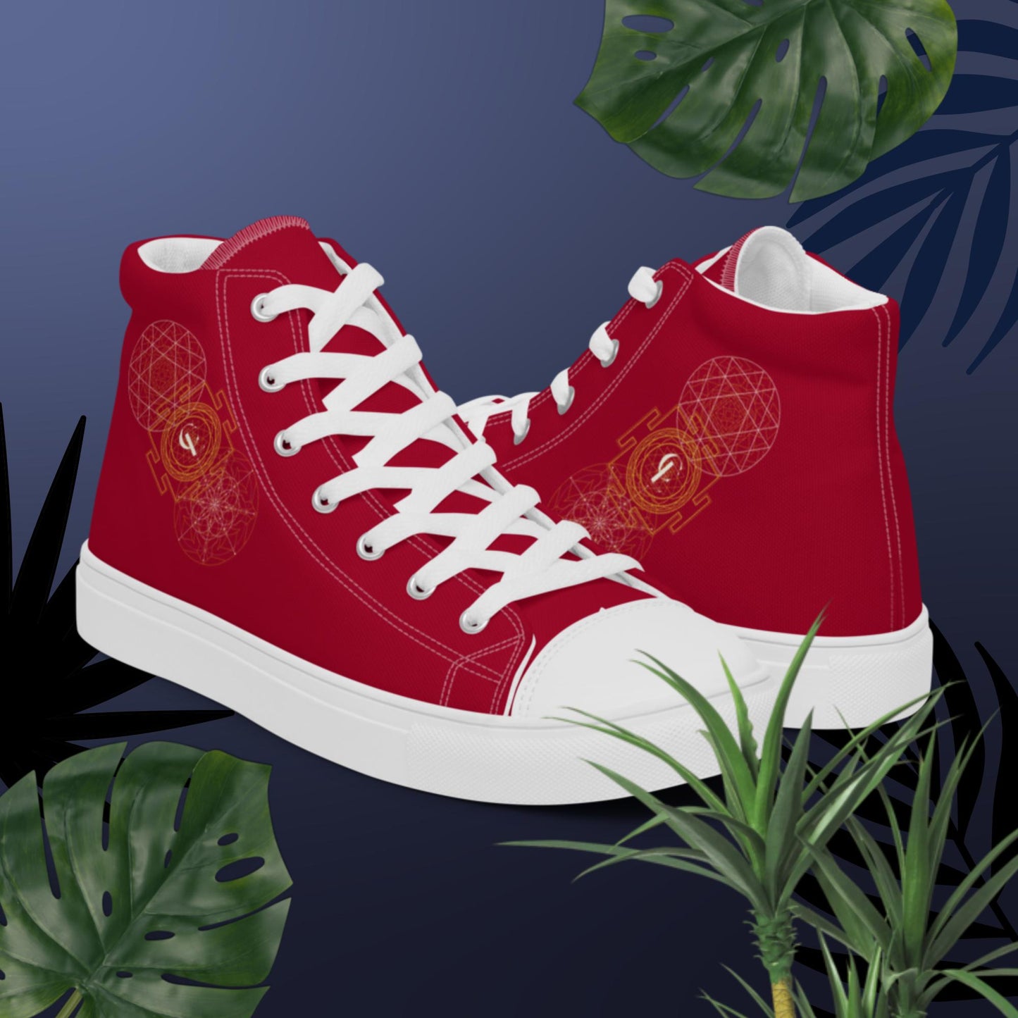 Women’s high top canvas shoes with Sacred Geometry Design