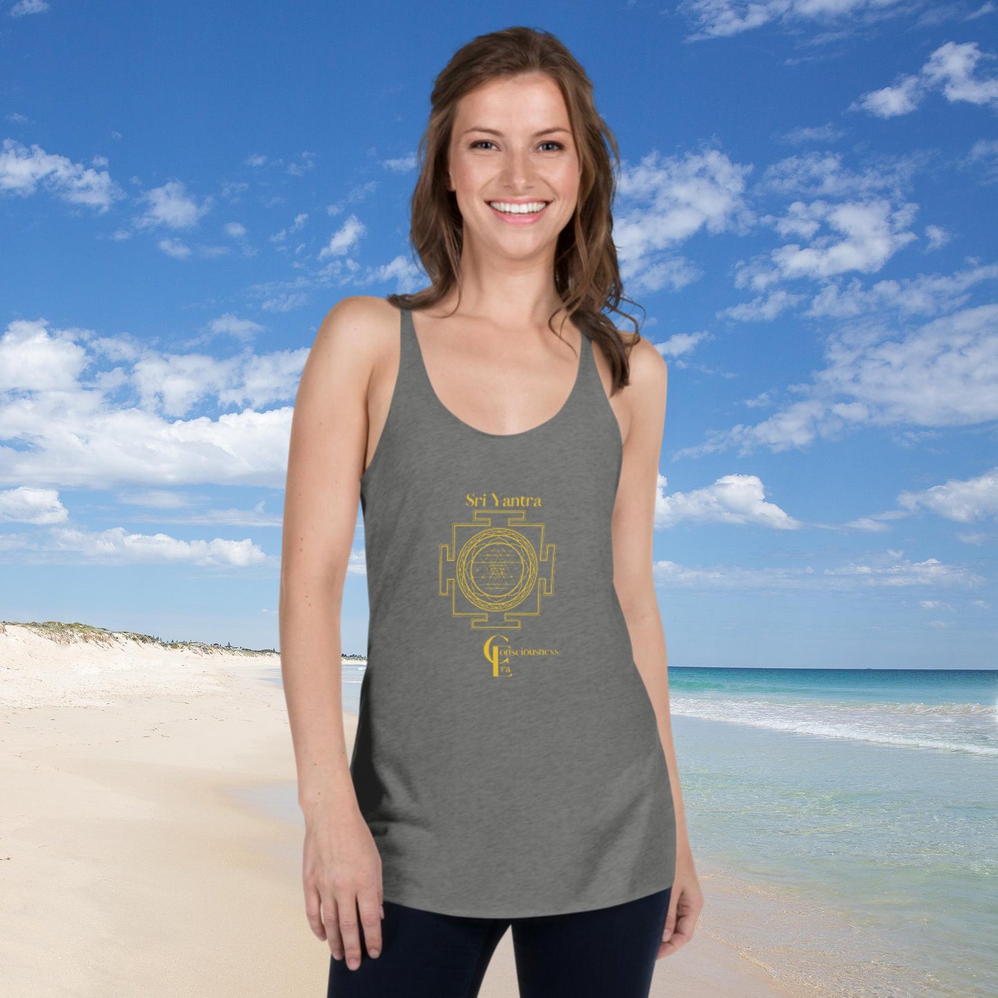 Women's Racerback Tank with Sri Yantra Symbol