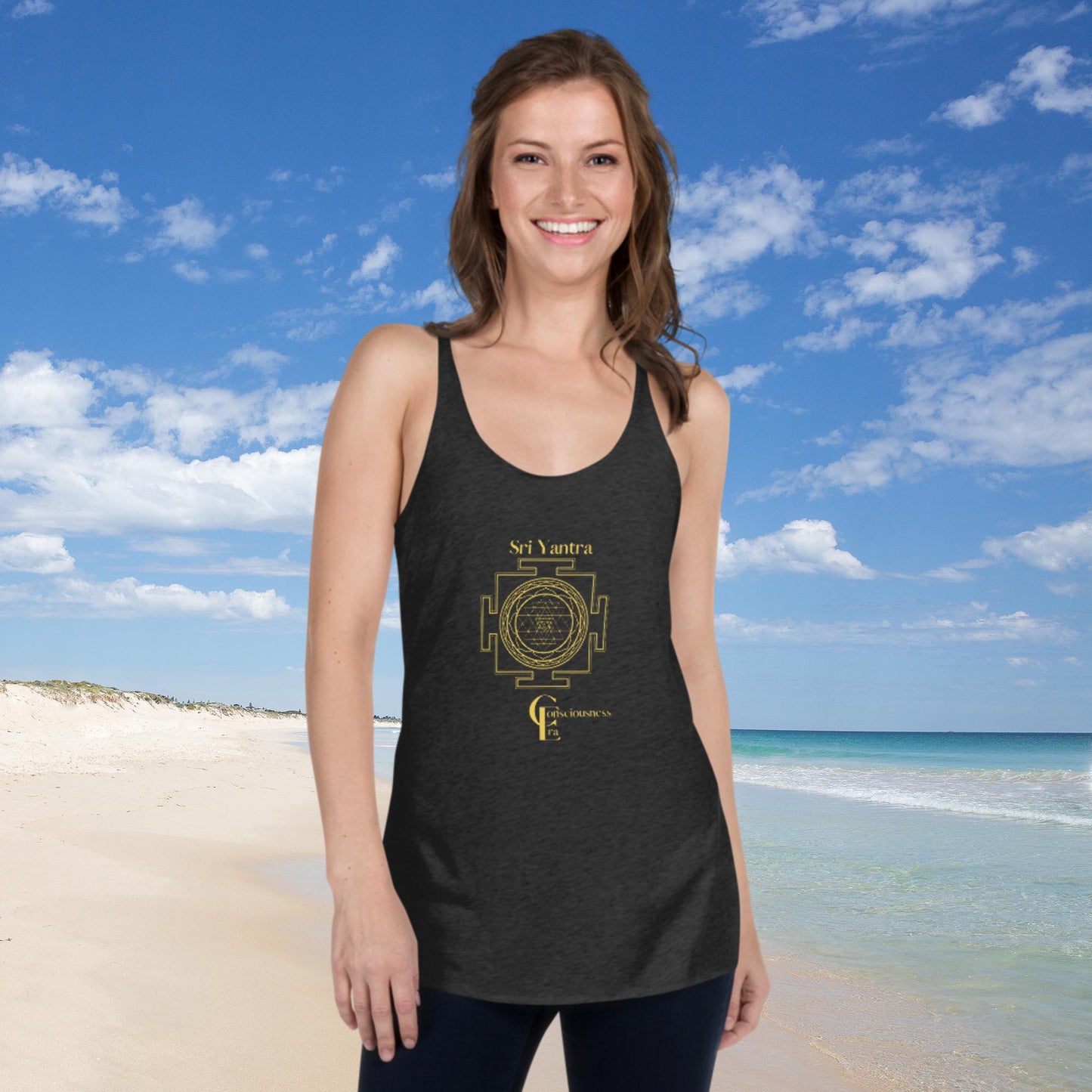 Women's Racerback Tank with Sri Yantra Symbol