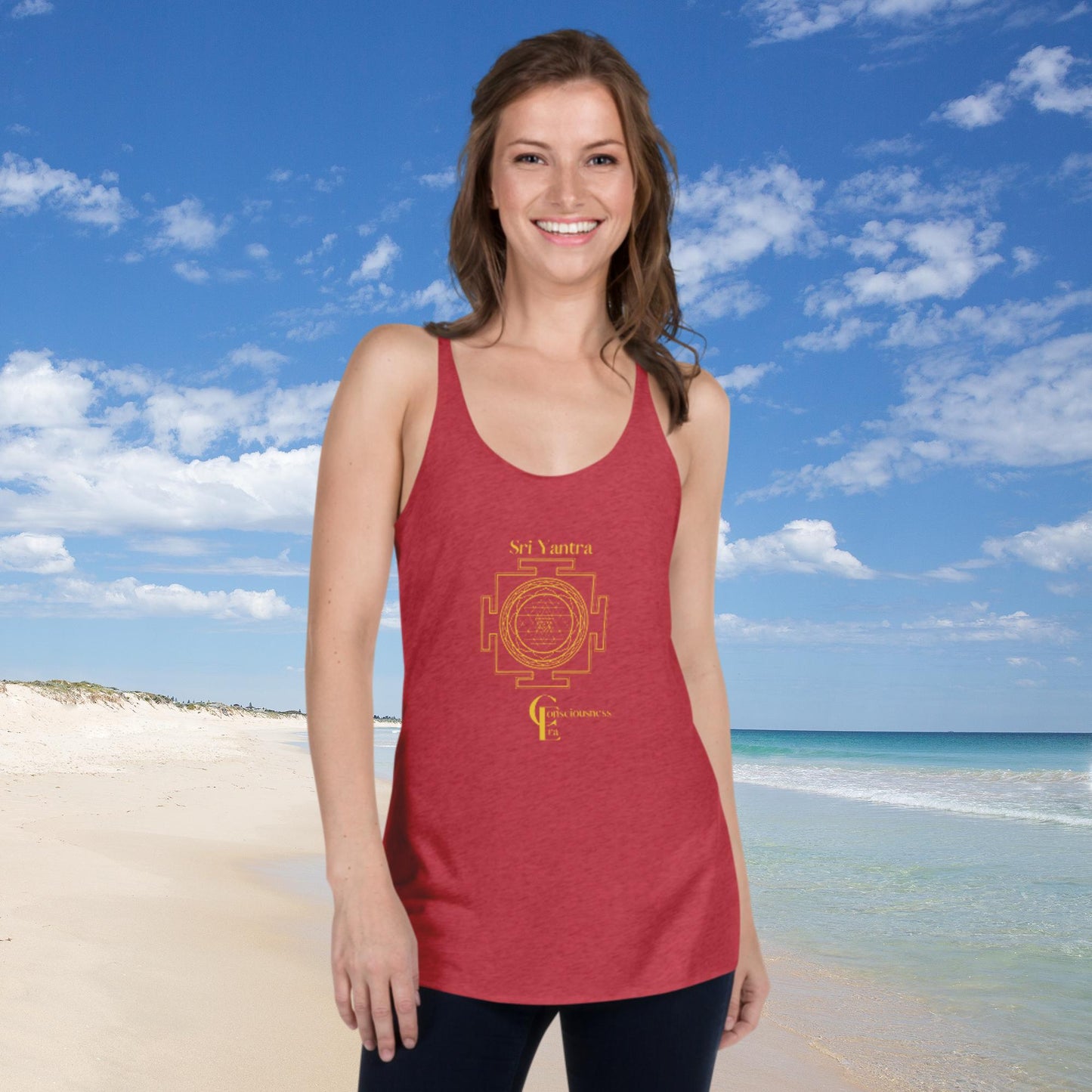Women's Racerback Tank with Sri Yantra Symbol