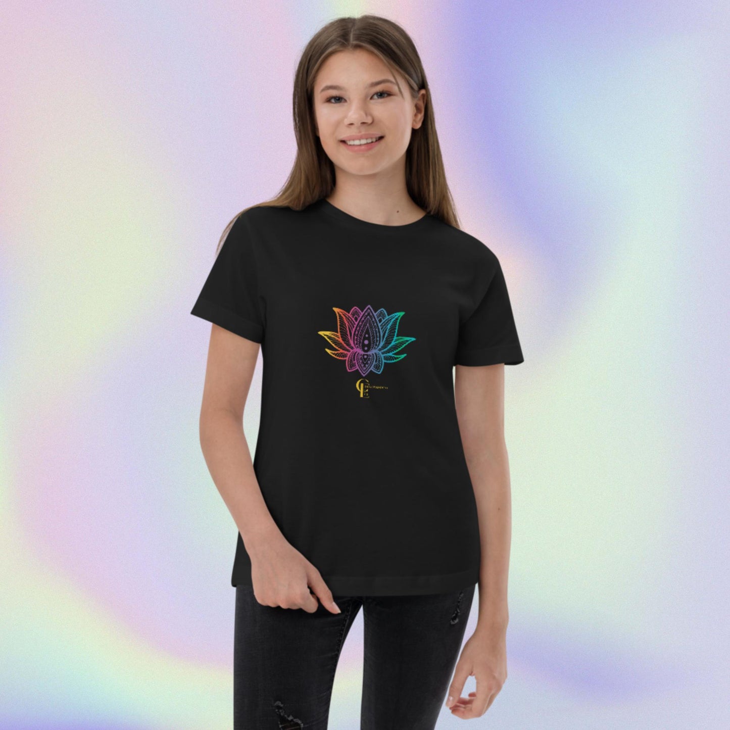 T-shirt for Girls with Rainbow Lotus Flower